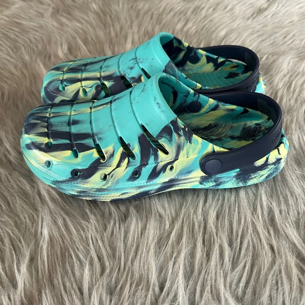 Rugged Shark Clogs Boys Size 5 Blue Marble Sandals Water Shoes‎ Lightweight